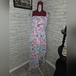 Emily Wonder Off/On Shoulder Multi-colored Dress Size L